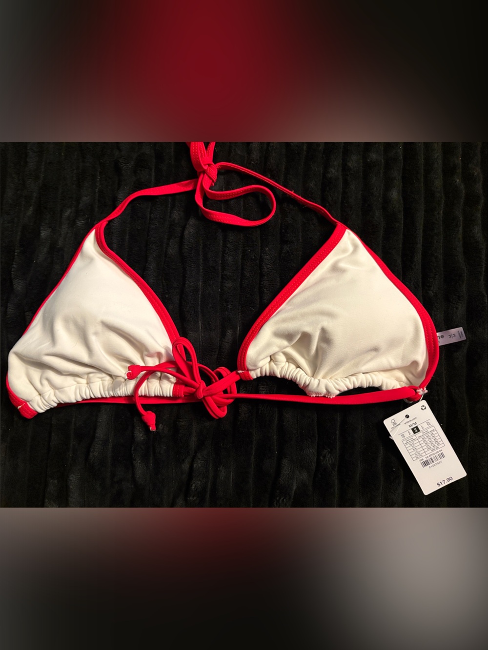 Ardene White Triangle Bikini Top with Red Trim